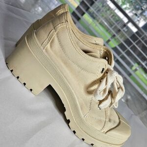 Chic & Cozy Cream Canvas Sneakers,  NoBox, Made in Spain, Size 38